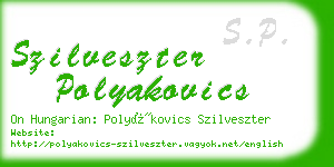 szilveszter polyakovics business card